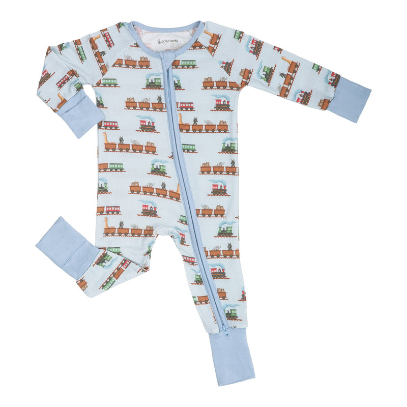 All aboard Baby Bamboo Pajamas, 2-Way Zipper Romper