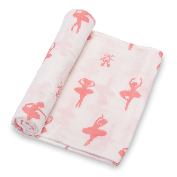LollyBanks Ballet Swaddle Blanket, 100% Muslin Cotton, Gender Neutral Newborn and Baby Nursery Essentials for Girls