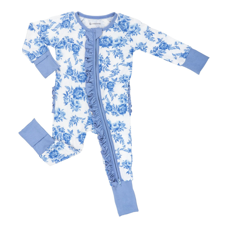 A Peony For Your Thoughts Baby Bamboo Pajamas, 2-Way Zipper Romper