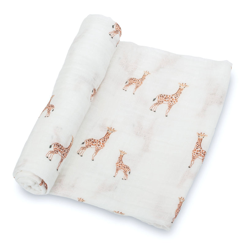 Baby Giraffe Swaddle Blankets: 47" x 47" 100% Muslin Cotton