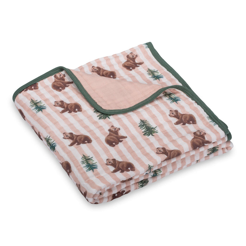 Beary Snuggly Muslin Baby Blanket