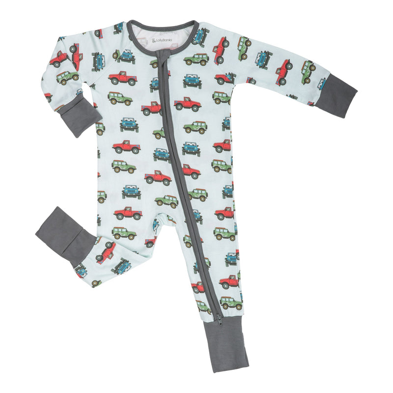 Adventure is calling Baby Bamboo Pajamas, 2-Way Zipper Romper