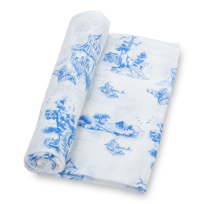 Chinoiserie Baby Muslin Swaddle Blanket