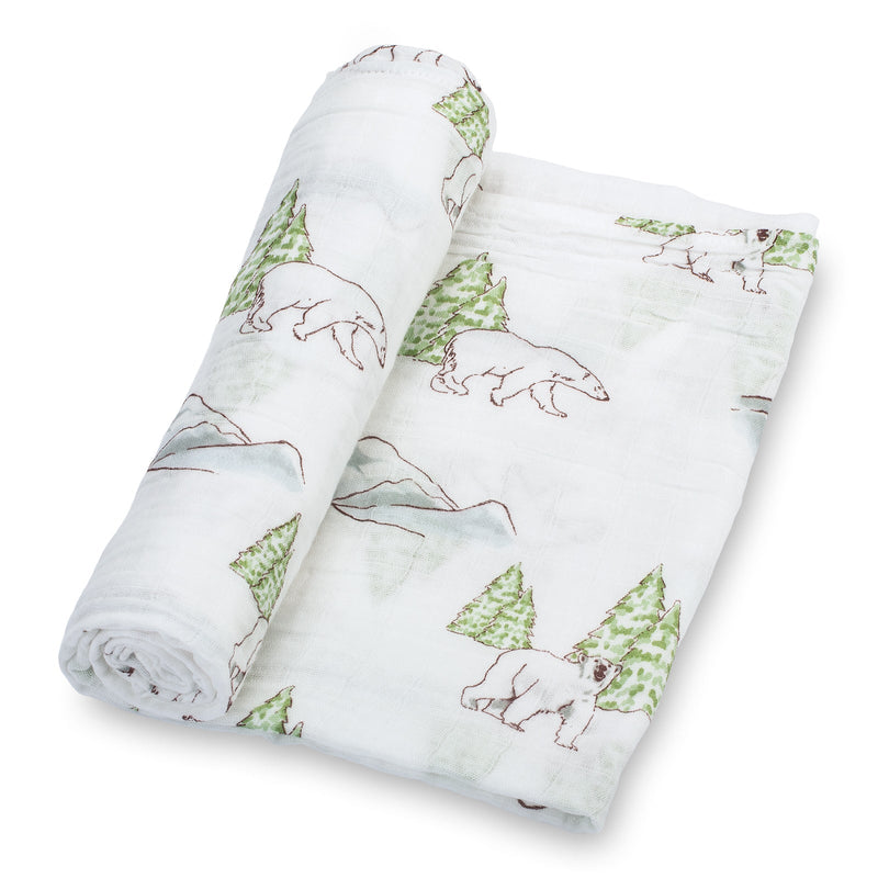Chill Out Polar Bear Baby Muslin Swaddle Blanket