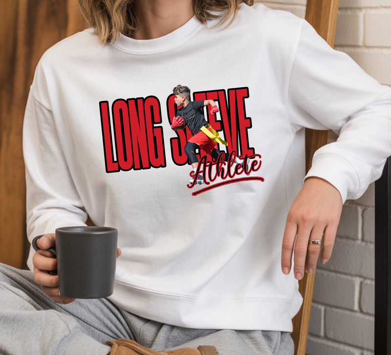 Personalized Athlete Team Hoodie, Crewneck, Long Sleeve or Tee – Custom Image with Player Photo, Team Name & Colors