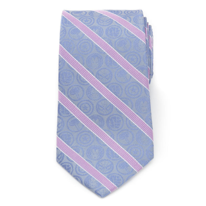 Marvel Comics Blue and Pink Stripe Silk Men's Tie