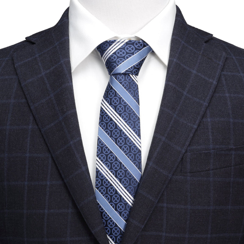 Marvel X-Men Symbol Navy Stripe Men's Tie