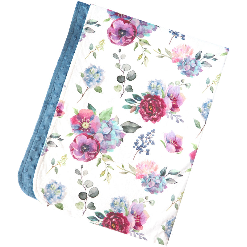 Minky Baby Blanket Blue Floral