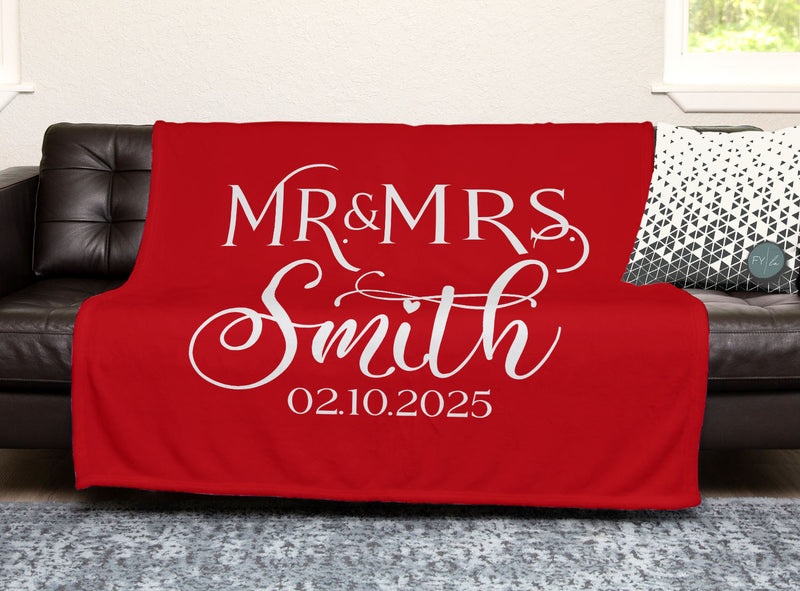 Mr and Mrs (custom name) anniversary or wedding blanket - Personalized Blanket