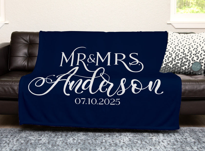 Mr and Mrs (custom name) anniversary or wedding blanket - Personalized Blanket