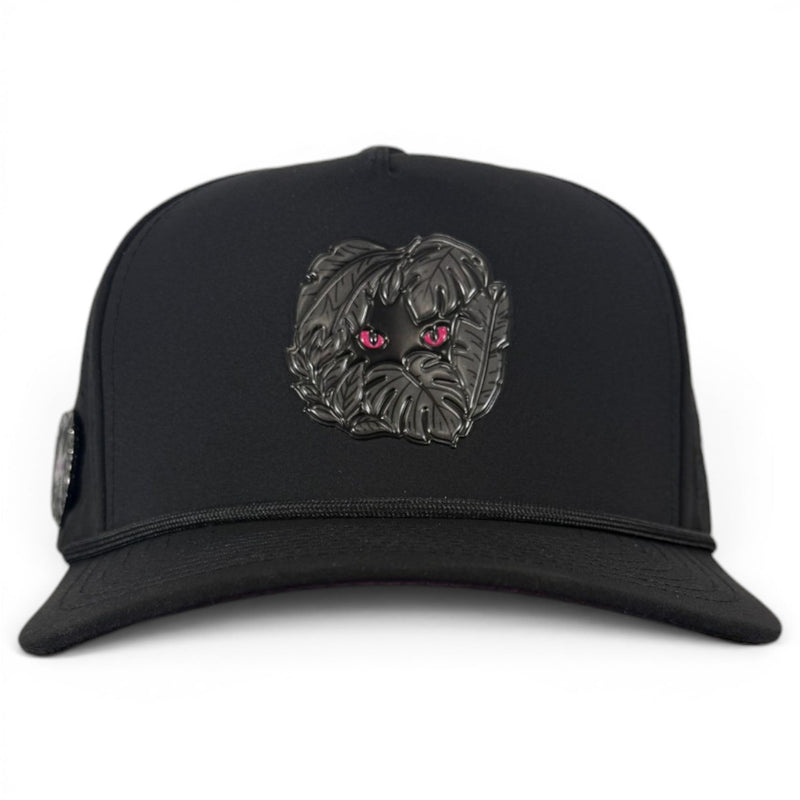 Night Stalker Golf Hat | Snapback Cap | Built-in Magnetic Ball Marker Holder + Marker Included | Adjustable | Animal Eyes Black