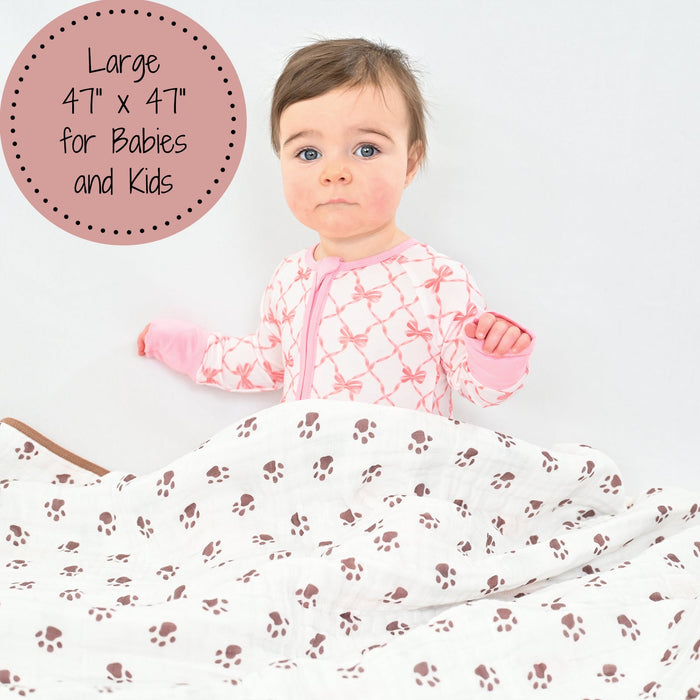 LollyBanks Muslin Baby Blanket, 100% Cotton Lightweight Baby Quilt, 47"x 47" and 6 Layers Newborn Blanket, (Cat Print)