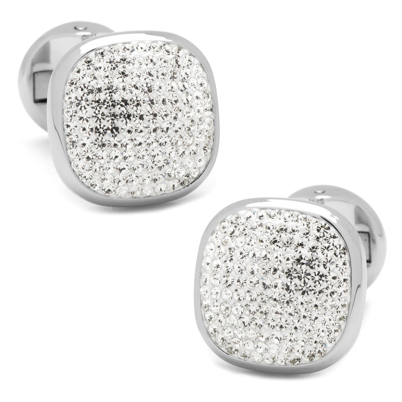Stainless Steel White Pave Crystal Cufflinks