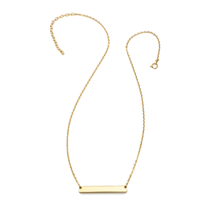 Stainless Steel Gold Engravable Bar Pendant Women's Necklace