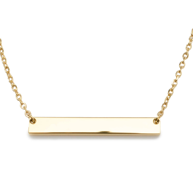 Stainless Steel Gold Engravable Bar Pendant Women's Necklace
