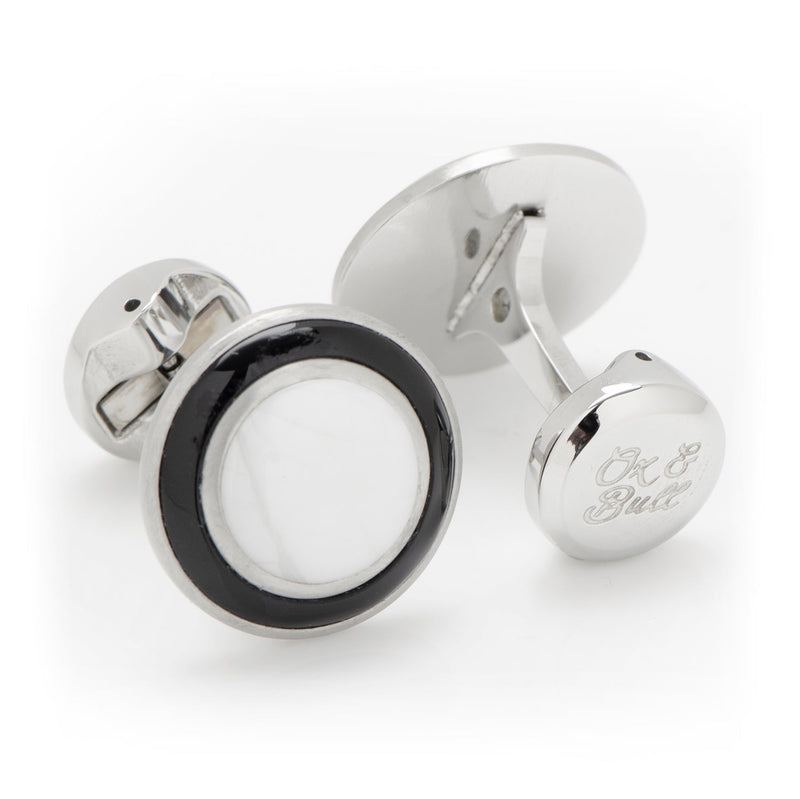 Jade with Onyx Ring Stainless Steel Cufflinks