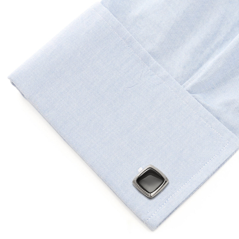 Onyx Cushion Stainless Steel Cufflinks