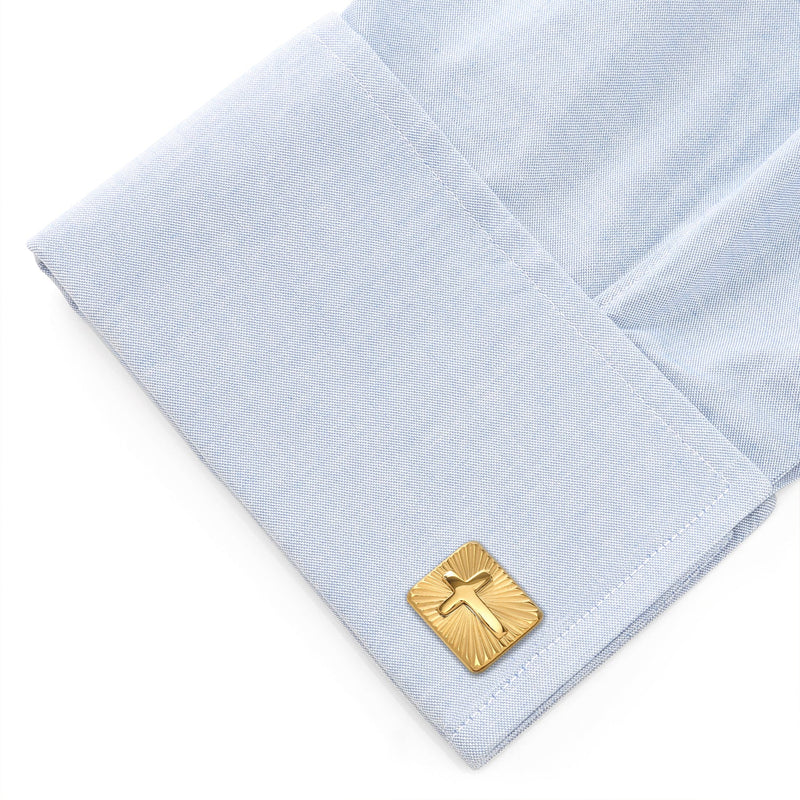 Radiant Cross Gold Stainless Steel Cufflinks