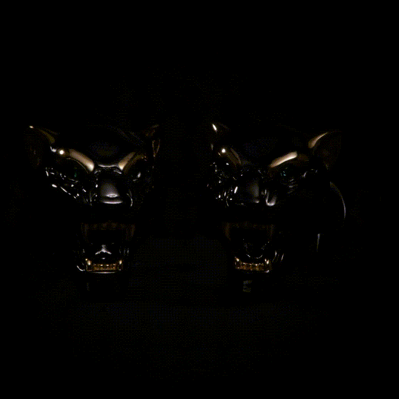 Sterling Silver Black and 14K Gold Vermeil Panther Cufflinks
