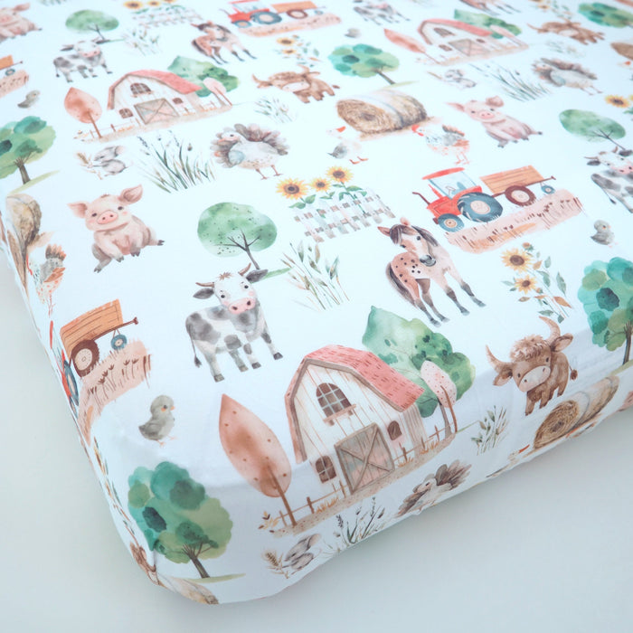 Fitted Crib Sheet - Farm Life