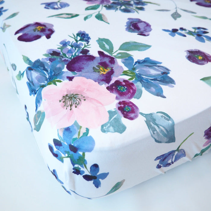 Fitted Crib Sheet - Purple & Blush Floral