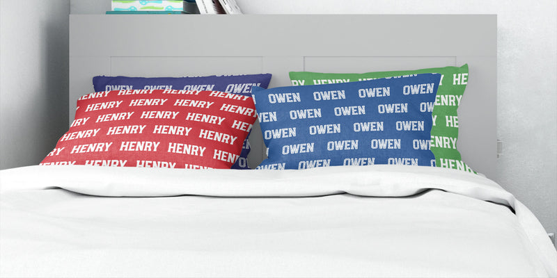 Block Repeat Name - Choose your colors and font - Personalized Pillowcase