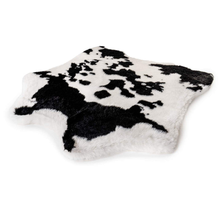 PupRug® Animal Print Memory Foam Dog Bed - Black Faux Cowhide