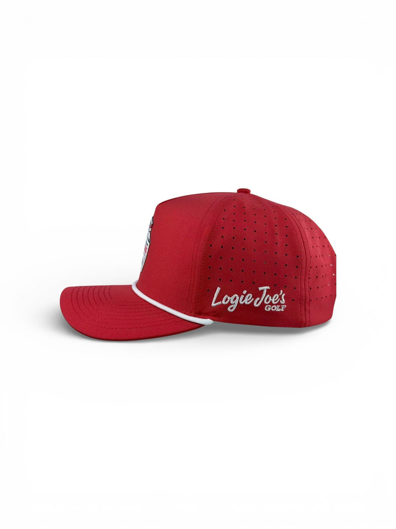 Missing Milk Golf Hat | Snapback Cap | Built-in Magnetic Ball Marker Holder + Marker Included | Missing Golf Ball | Adjustable Red
