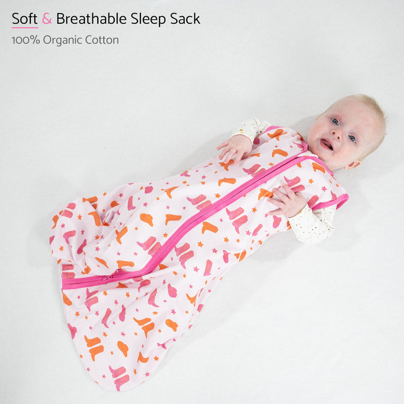 Life is Better in Pink Boots Baby Sleep Sack, 100% Organic Cotton