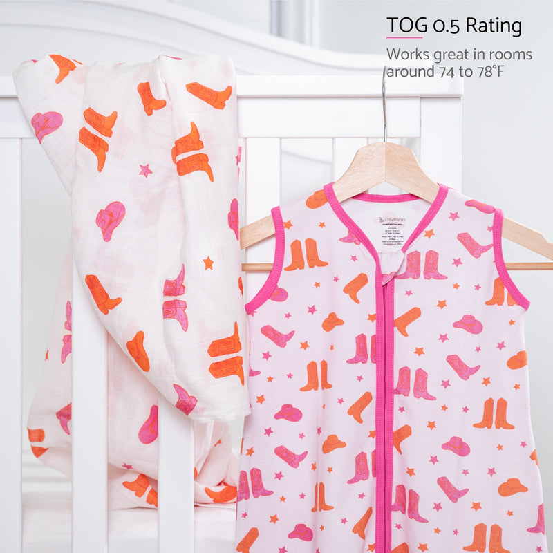 Life is Better in Pink Boots Baby Sleep Sack, 100% Organic Cotton