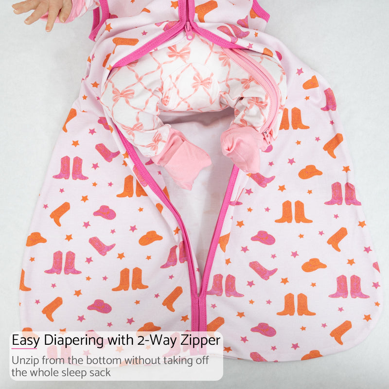 Life is Better in Pink Boots Baby Sleep Sack, 100% Organic Cotton