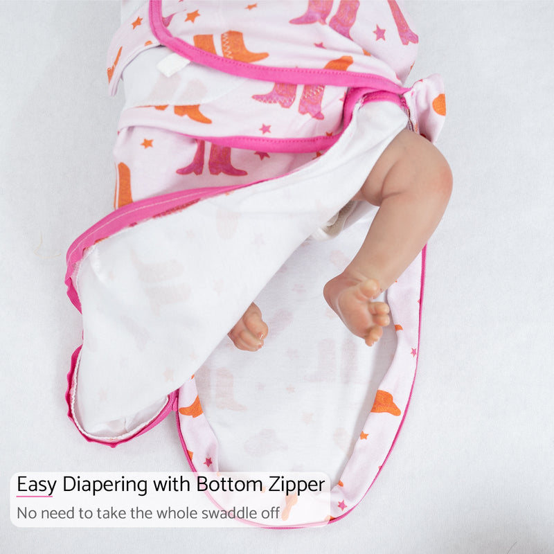 Life is Better in Pink Boots Baby Sleep Swaddle 100% Organic Cotton