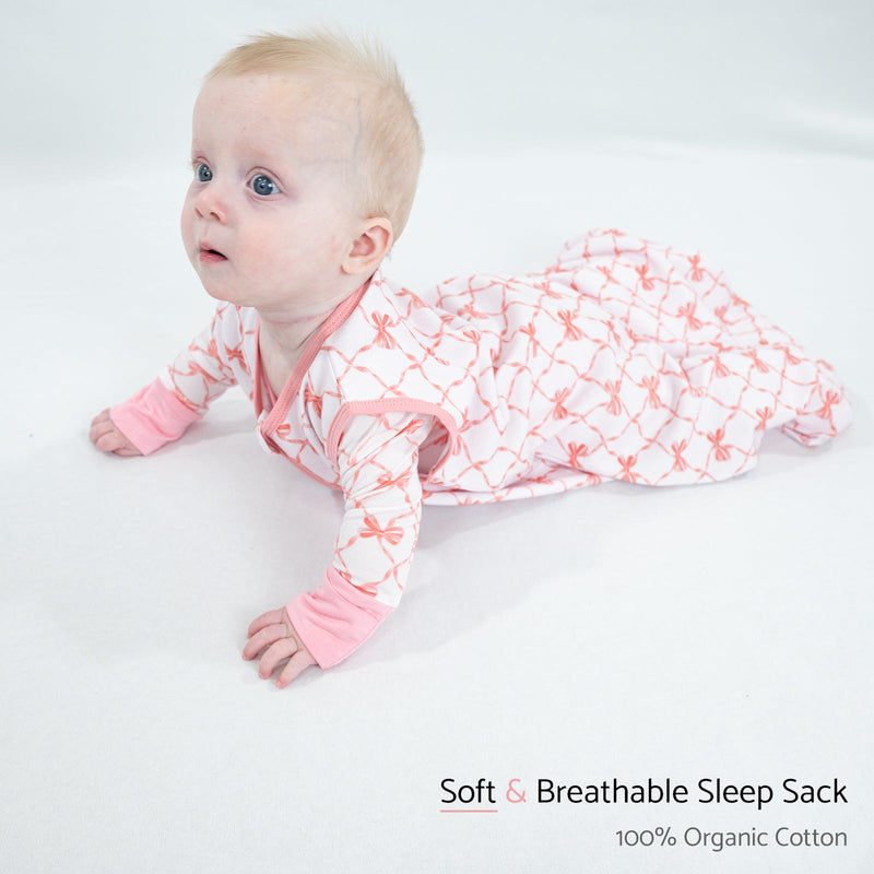 Beautiful Bows Baby Sleep Sack, 100% Organic Cotton