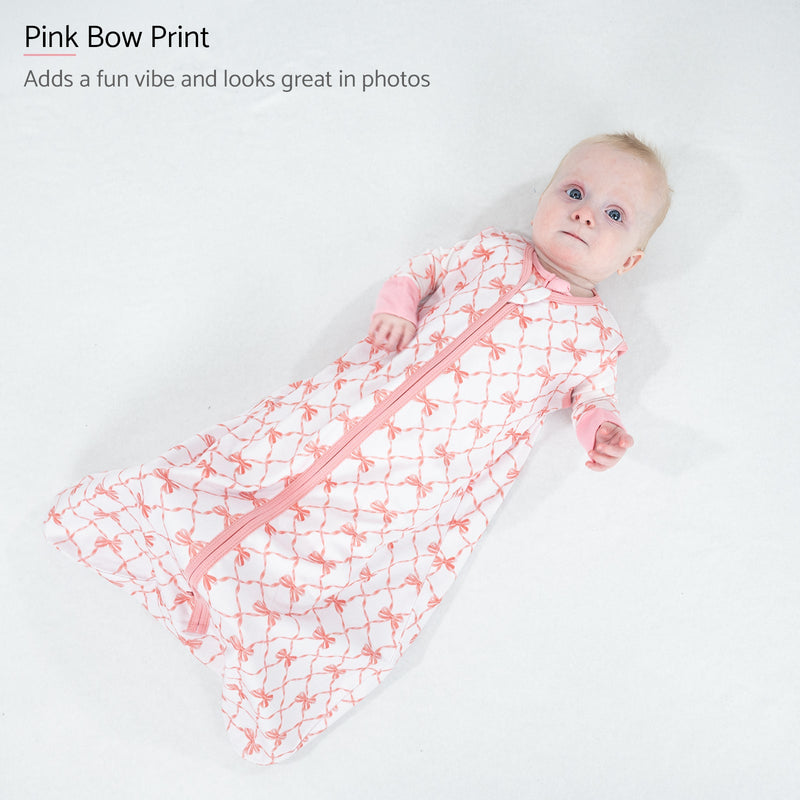 Beautiful Bows Baby Sleep Sack, 100% Organic Cotton