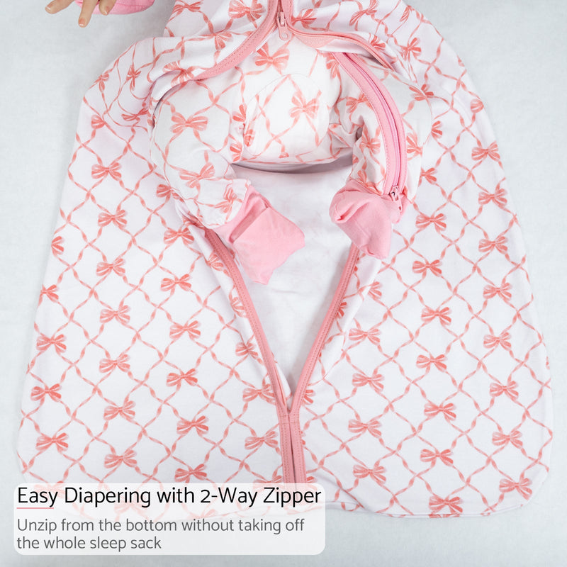 Beautiful Bows Baby Sleep Sack, 100% Organic Cotton