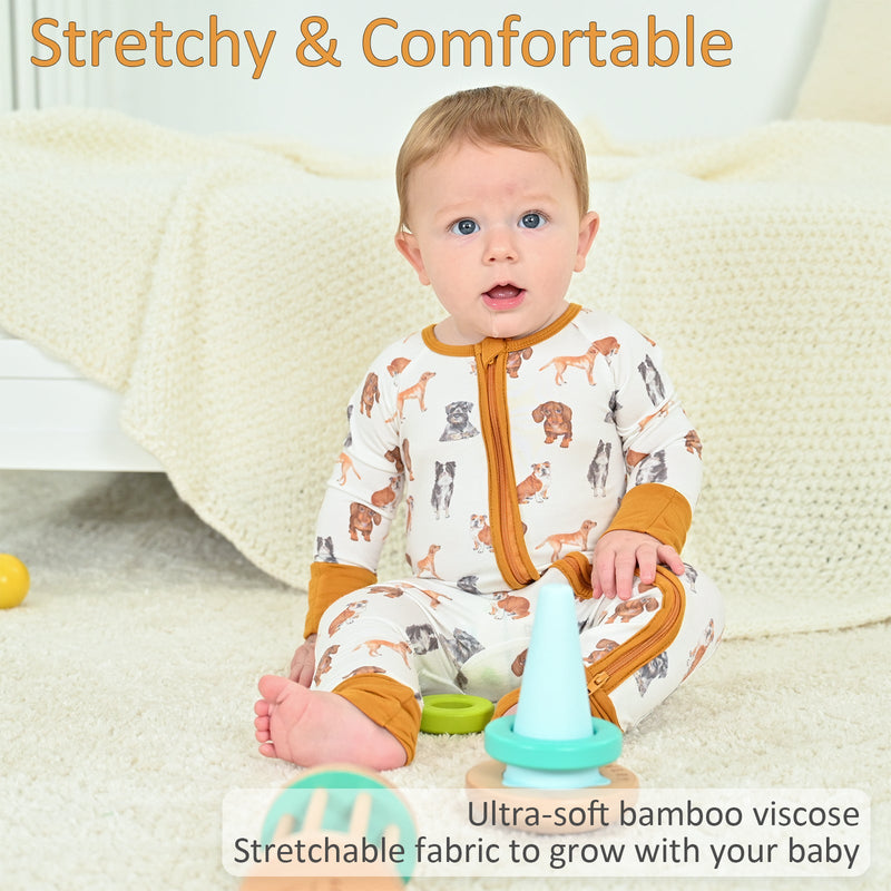 Life Is Better In Boots Baby Bamboo Pajamas, 2-Way Zipper Romper
