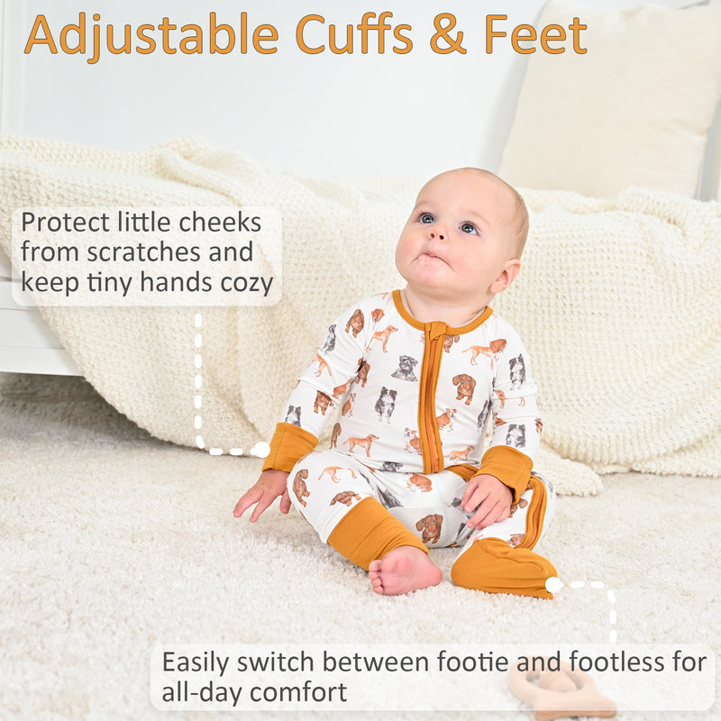 Life Is Better In Boots Baby Bamboo Pajamas, 2-Way Zipper Romper