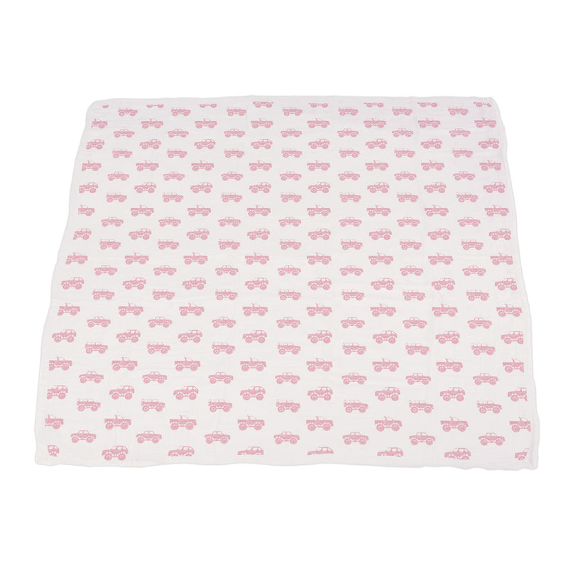 Pink Monster Trucks & Pink Polka Dot Bamboo Newcastle Blanket