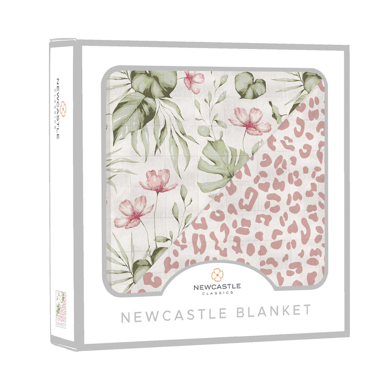 Silver Pink Orchid and Little Leopard Newcastle Blanket