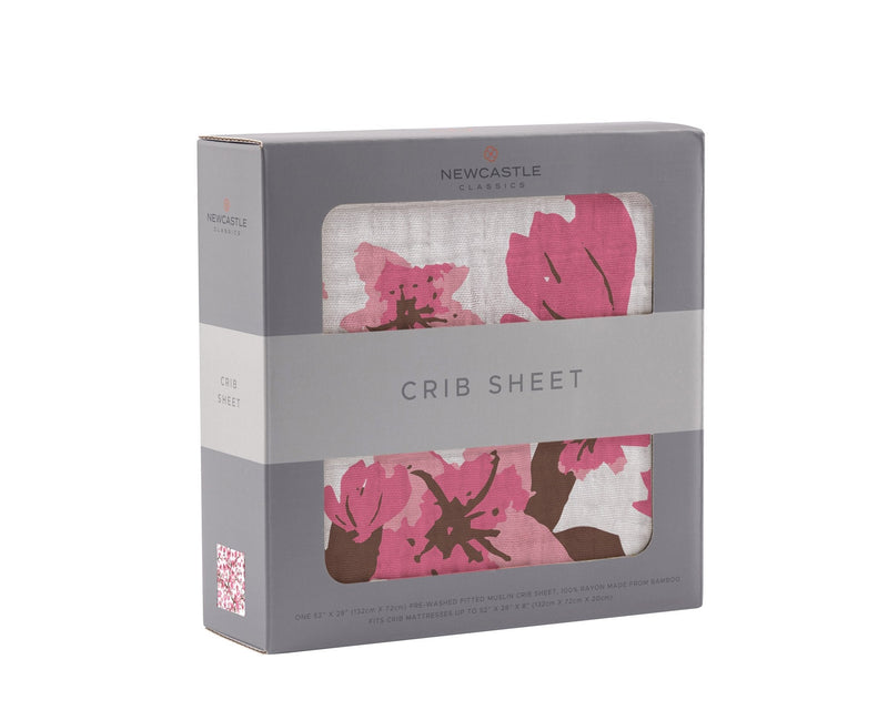 Cherry Blossom Bamboo Muslin Crib Sheet