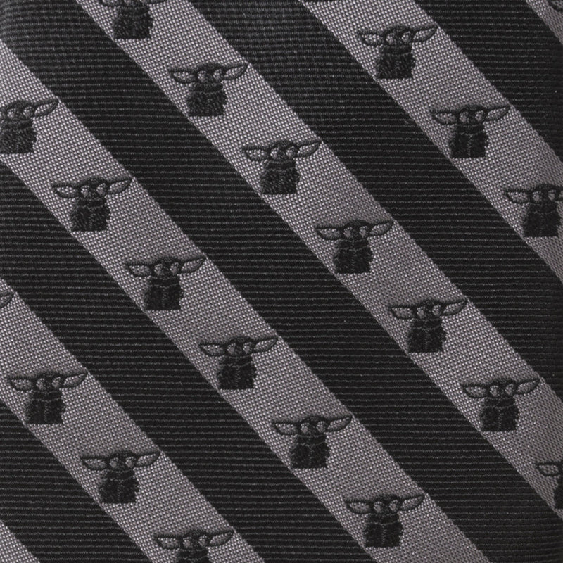 Star Wars Grogu Black and Gray Striped Tie