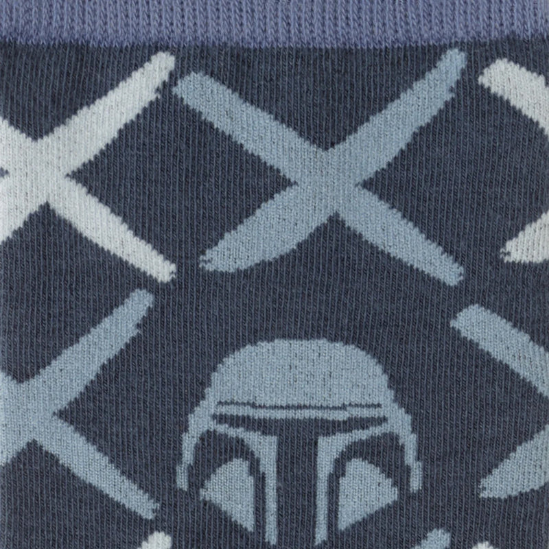 Star Wars Mandalorian Navy Checkered Dress Socks and Lapel Pin Gift Set