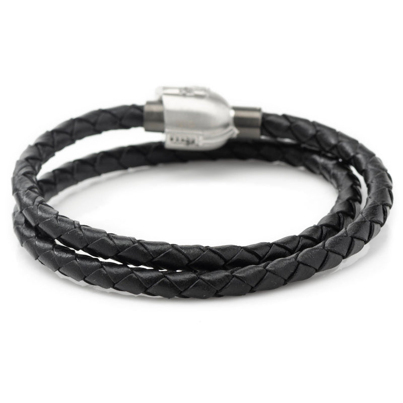 Star Wars Mandalorian Double Wrap Stainless Steel Black Bracelet