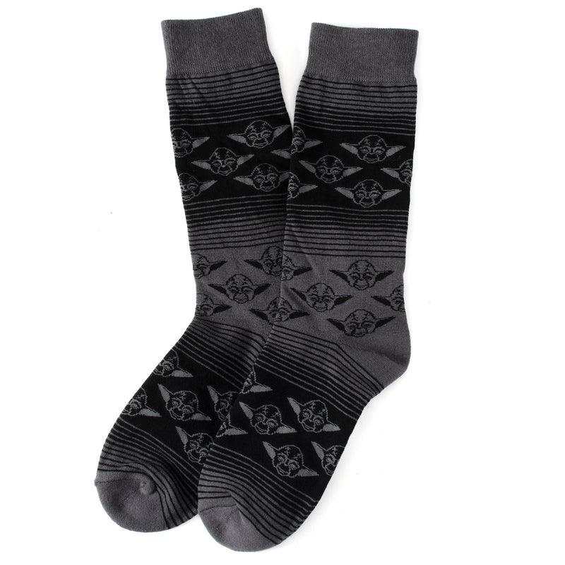 Star Wars Yoda Green, Gray, and Black Ombre Dress Socks and Jedi Crest Lapel Pin Gift Set