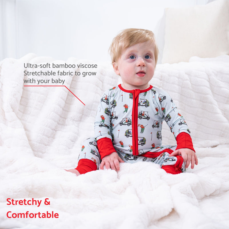 Ho Ho Hole in one Baby Bamboo Pajamas, 2-Way Zipper Romper