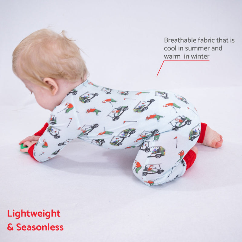 Ho Ho Hole in one Baby Bamboo Pajamas, 2-Way Zipper Romper