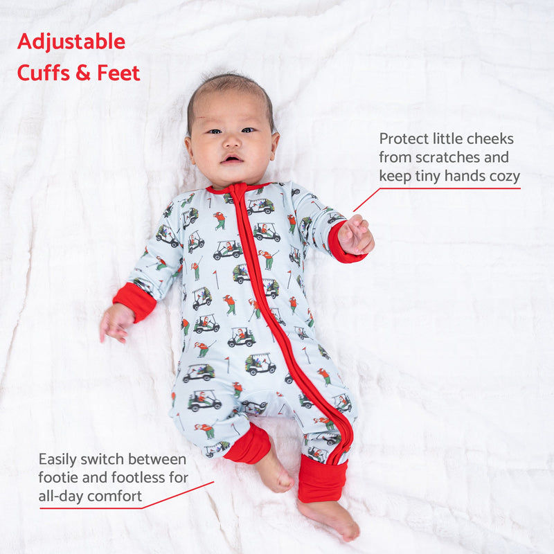 Ho Ho Hole in one Baby Bamboo Pajamas, 2-Way Zipper Romper