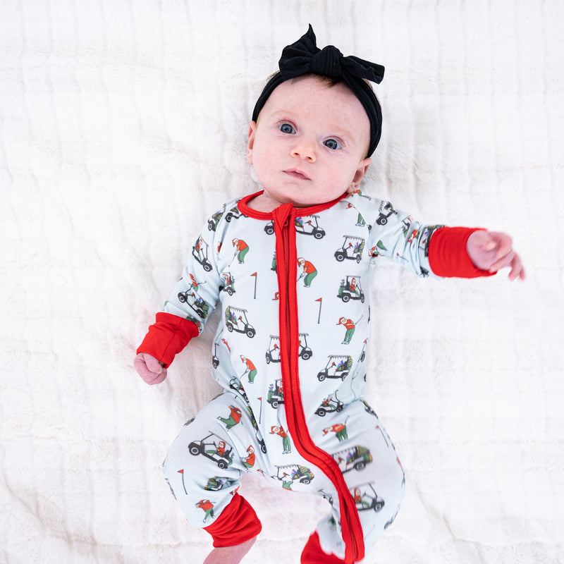 Ho Ho Hole in one Baby Bamboo Pajamas, 2-Way Zipper Romper