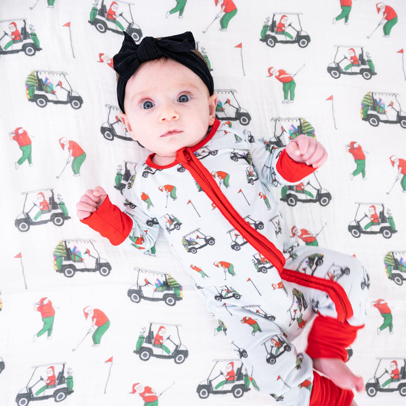 Ho Ho Hole in one Baby Bamboo Pajamas, 2-Way Zipper Romper