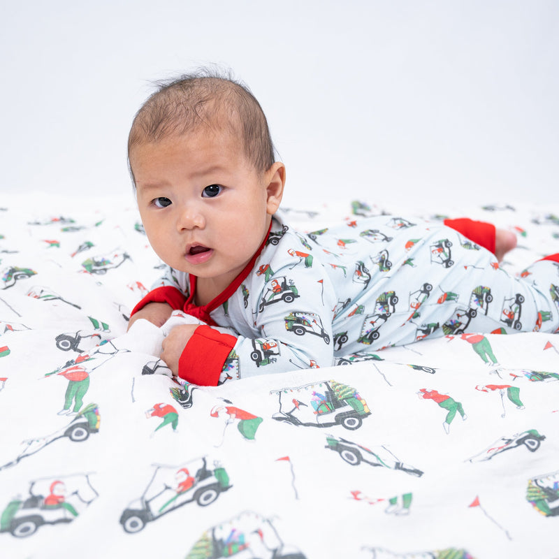 Ho Ho Hole in one Baby Bamboo Pajamas, 2-Way Zipper Romper